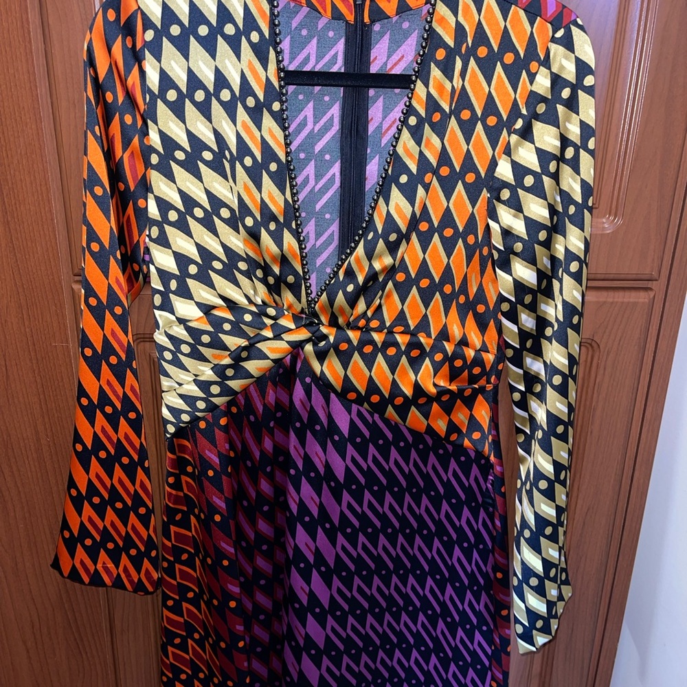 Multicolor Geometric Pattern Dress
